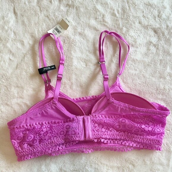 NWT Aerie Hot Pink Real Power Wireless Push Up Joy Convertible Lace Bra - 34A - Picture 7 of 7